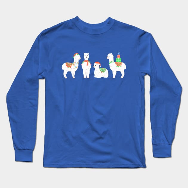 Christmas Alpacas Long Sleeve T-Shirt by tangerinetane